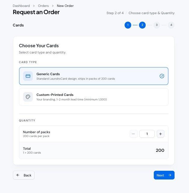 Step 2 with Generic Cards selected
