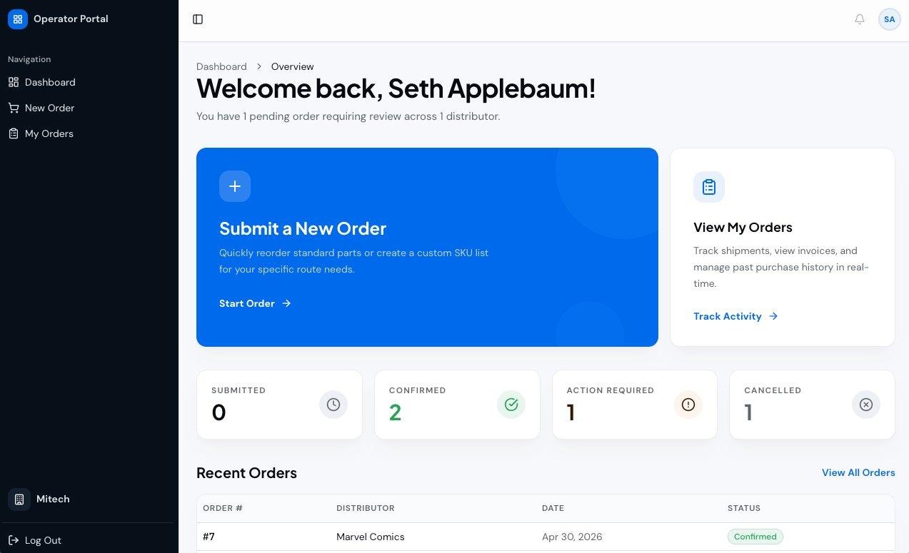 Operator Portal dashboard